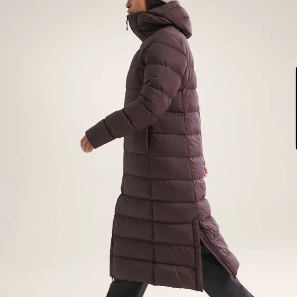 NWT Arc'teryx Women's X-Long Down Puffer Parka Jacket Deep Brown-ish Plum Large - Picture 3 of 7